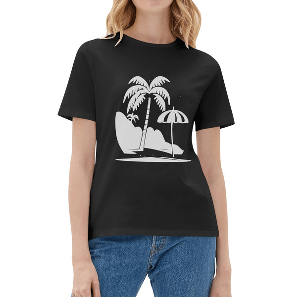 Womens Cotton T-Shirt - Beach Palm