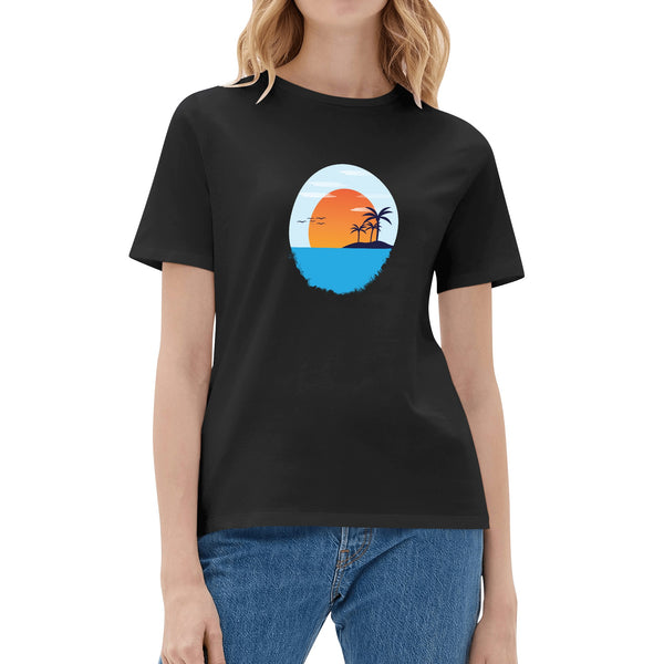 Womens Cotton T-Shirt - Retro Beach 6