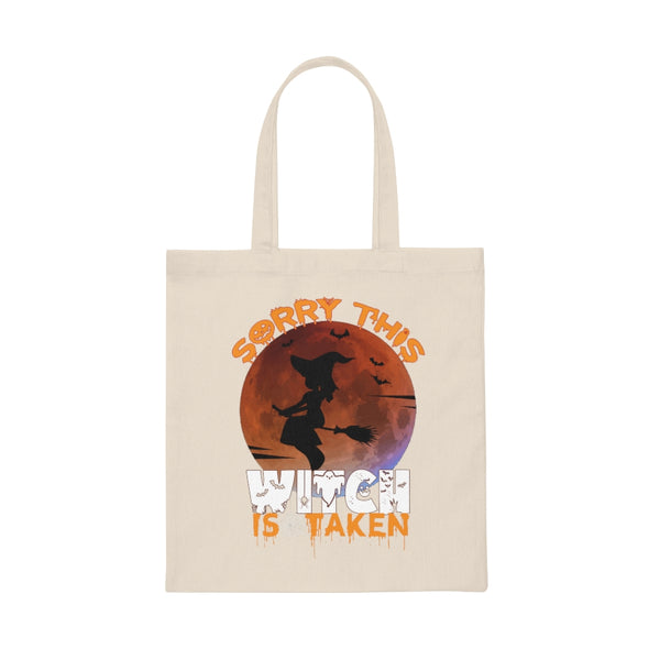 Halloween Canvas Tote Candy Bag - Sorry Witch Taken by Zycotic