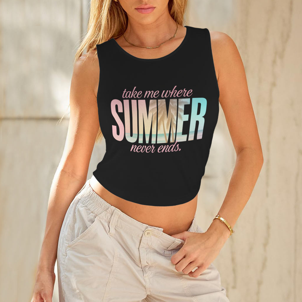 Summer Round Crop Tank - Black 1