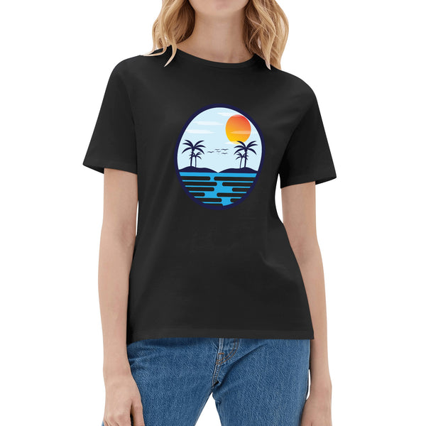 Womens Cotton T-Shirt - Retro Beach 2