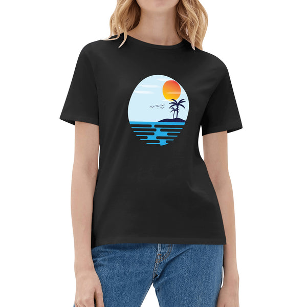Womens Cotton T-Shirt - Retro Beach 3