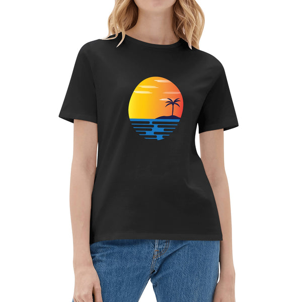 Womens Cotton T-Shirt - Retro Beach 4