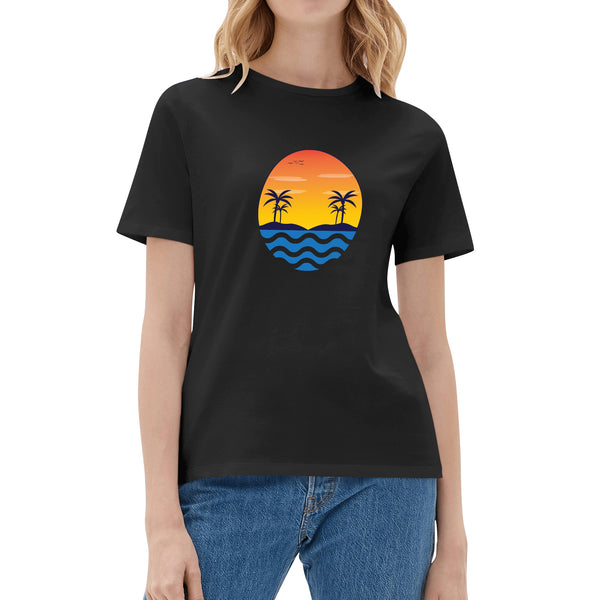 Womens Cotton T-Shirt - Retro Beach 5