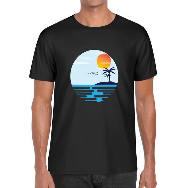 Mens Cotton T-Shirt - Retro Beach 3