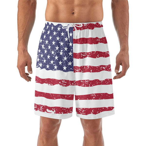 Mens Lightweight Beach Shorts - American Flag