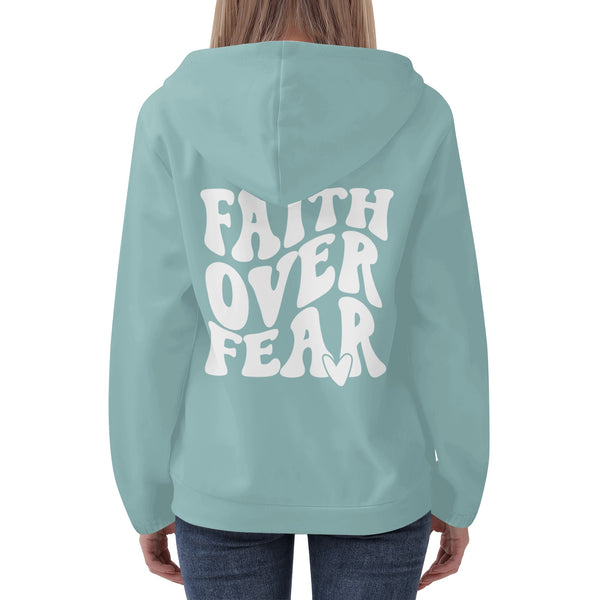 Womens Lightweight Hoodie Sweatshirt - Faith Over Fear