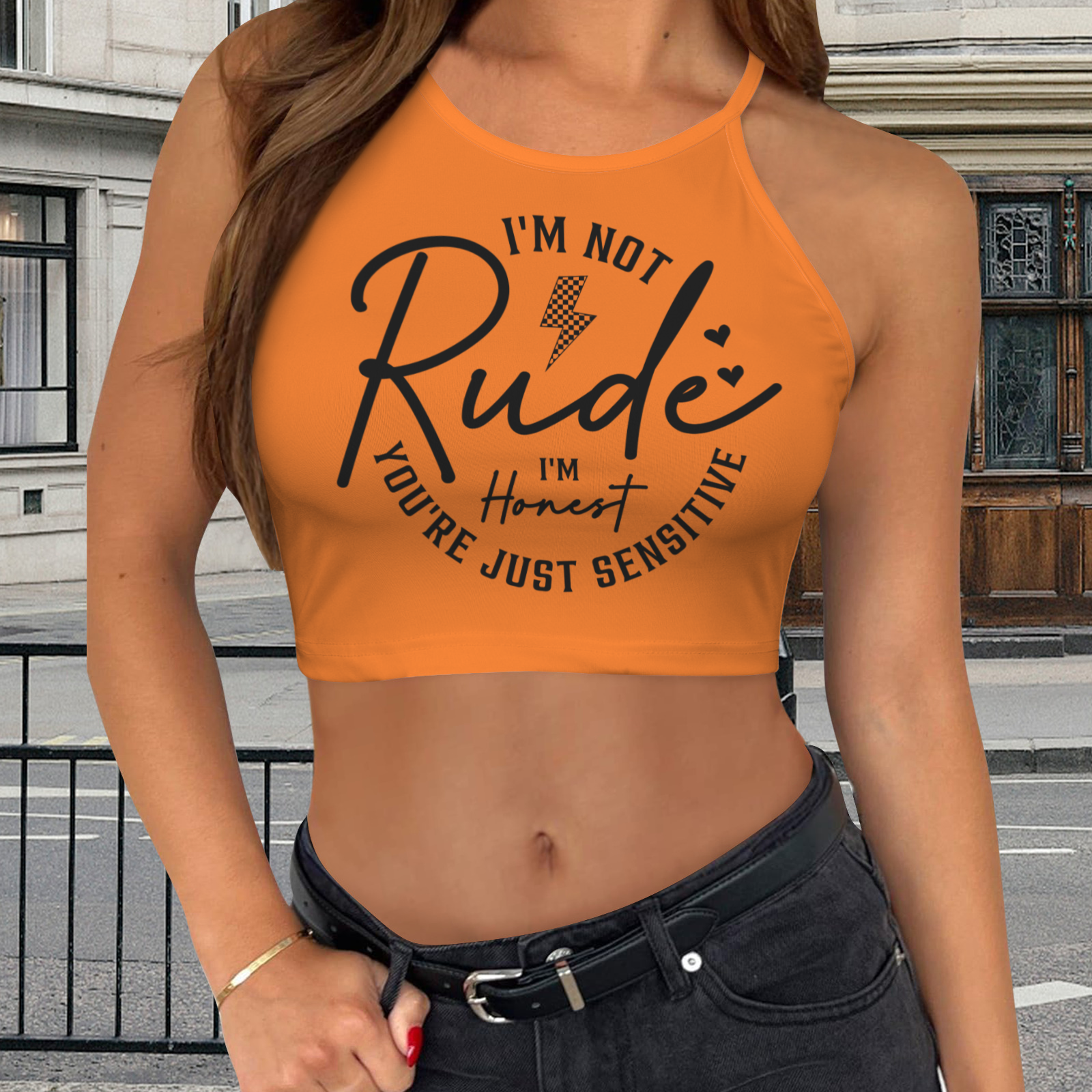 Not Rude Crop Top - Orange