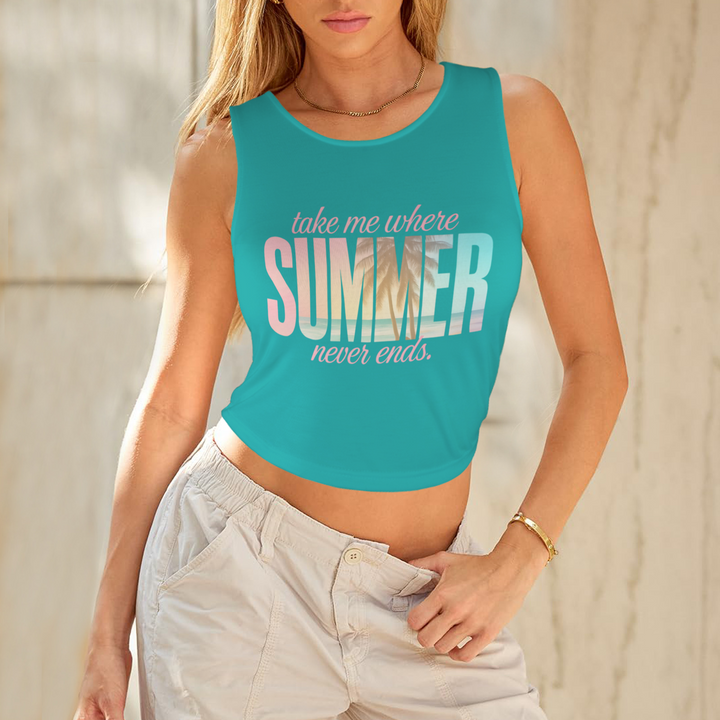 Summer Round Crop Tank - Sea Green 1