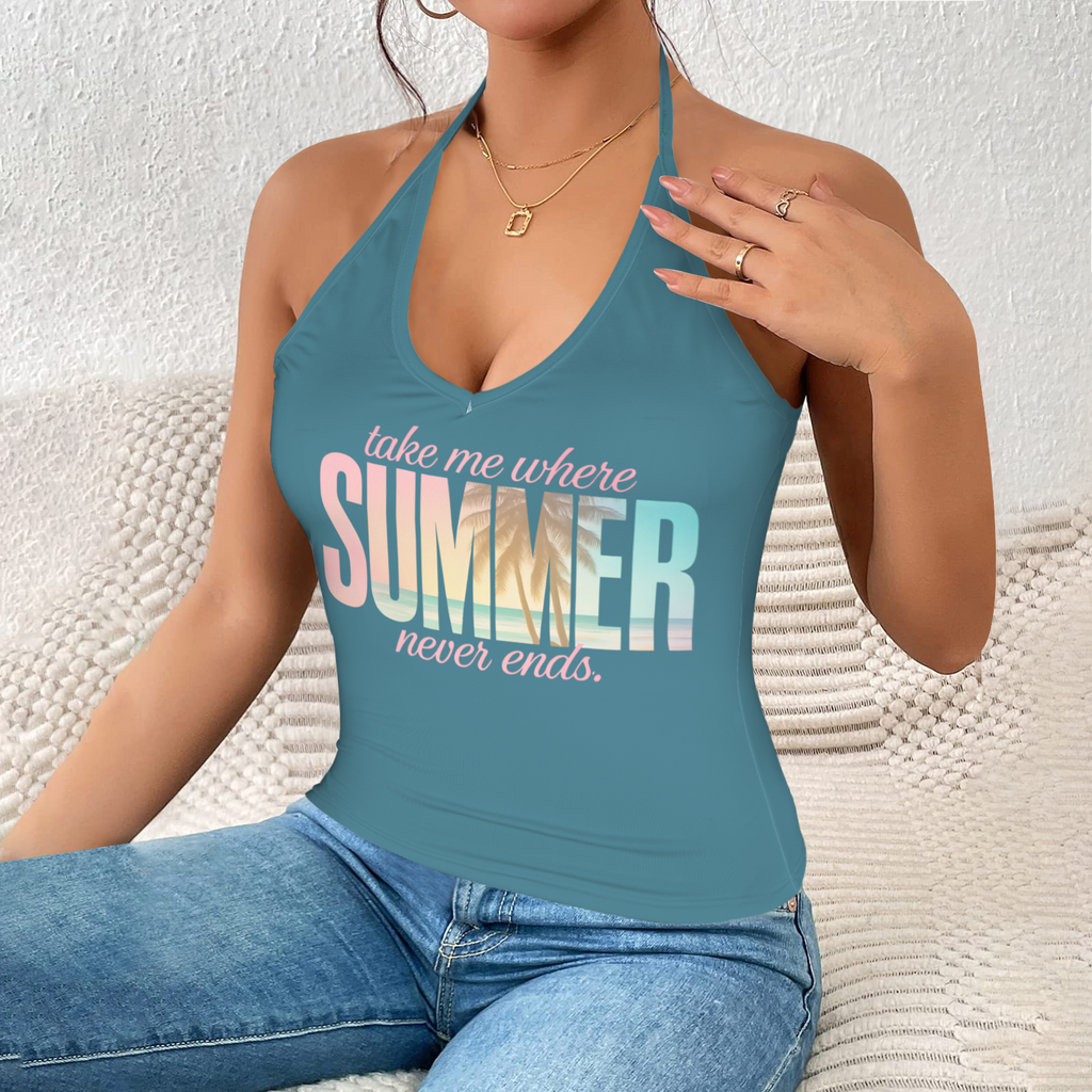 Summer Halter Cami Top - Teal 1