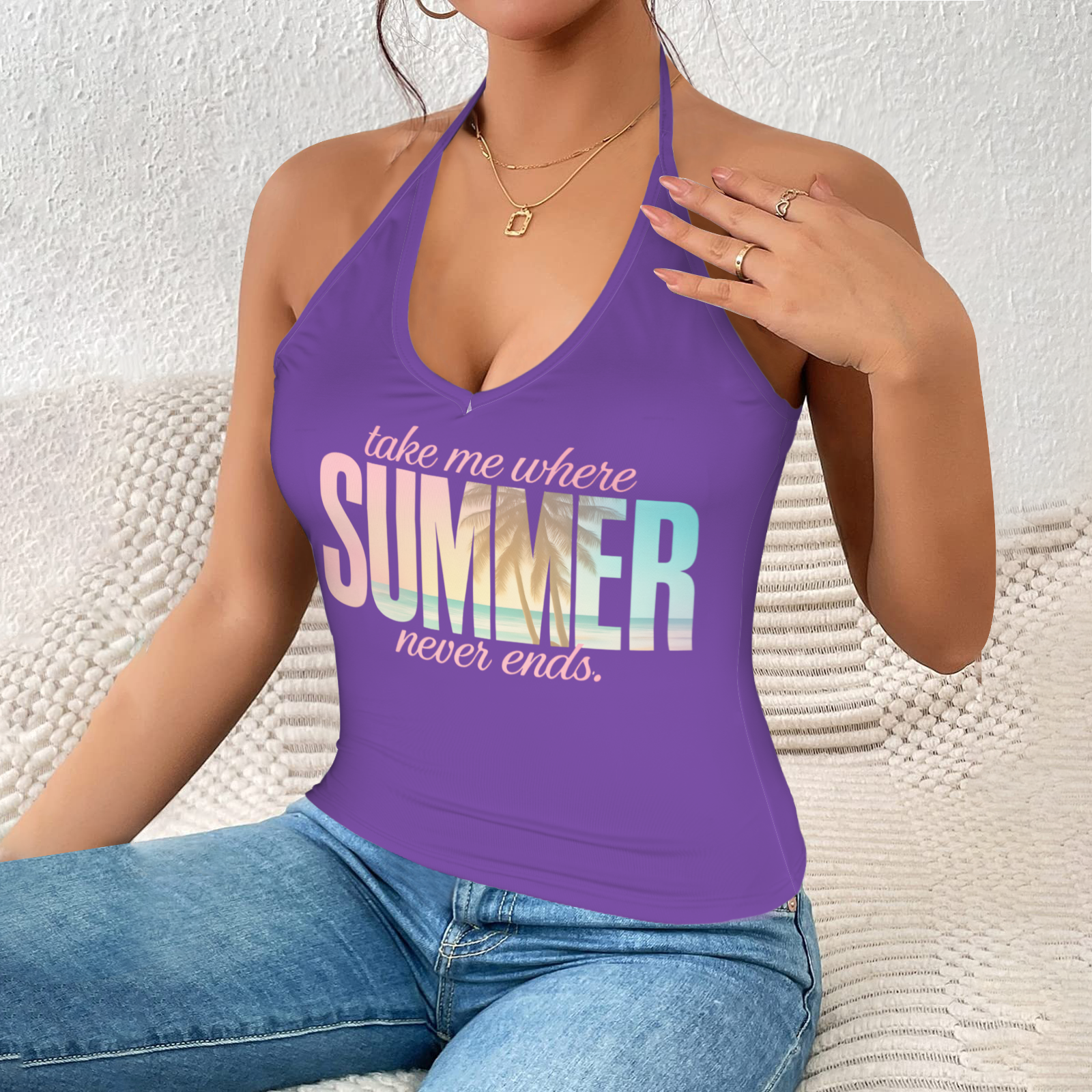 Summer Halter Cami Top - Purple 1