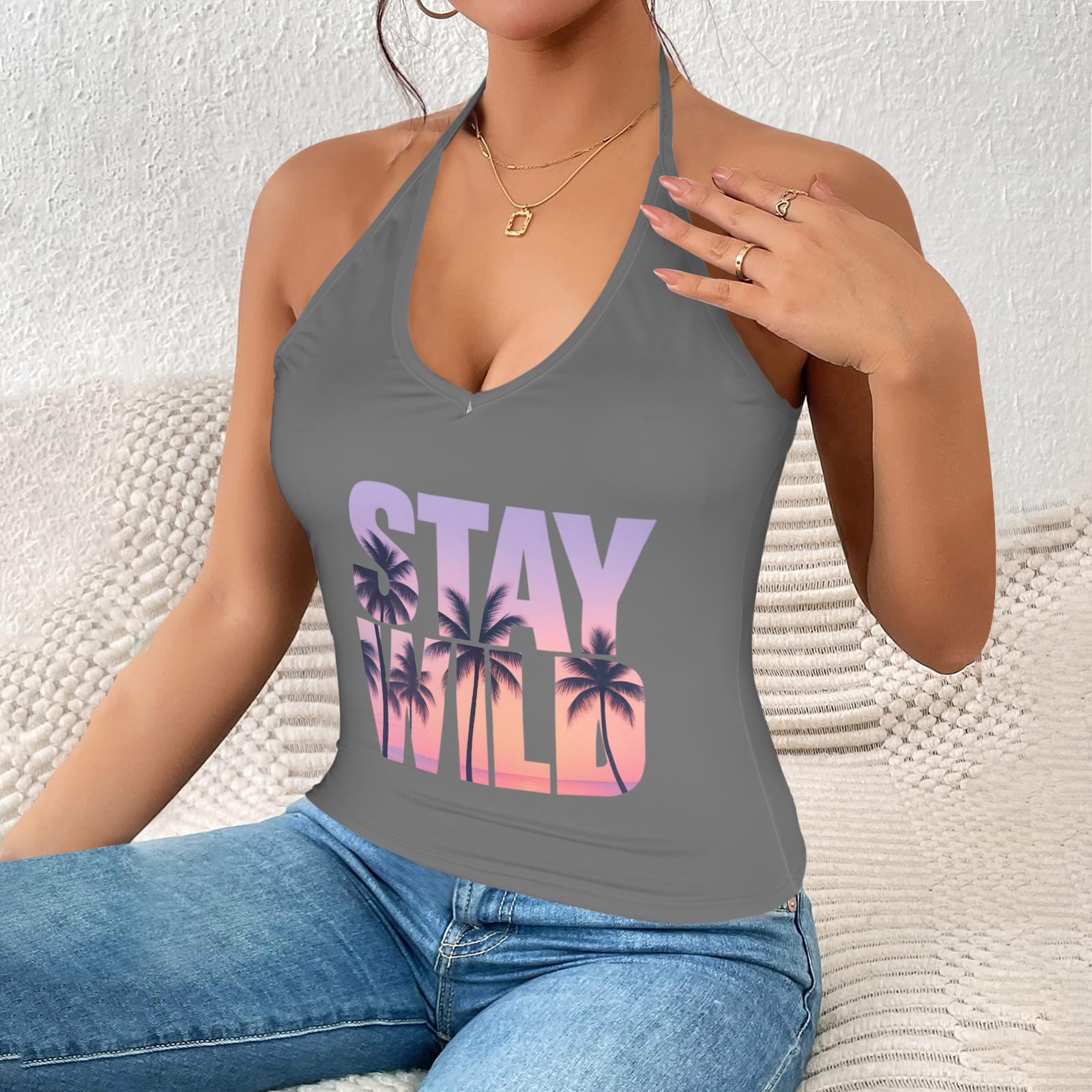 Summer Halter Cami Top - Gray 4