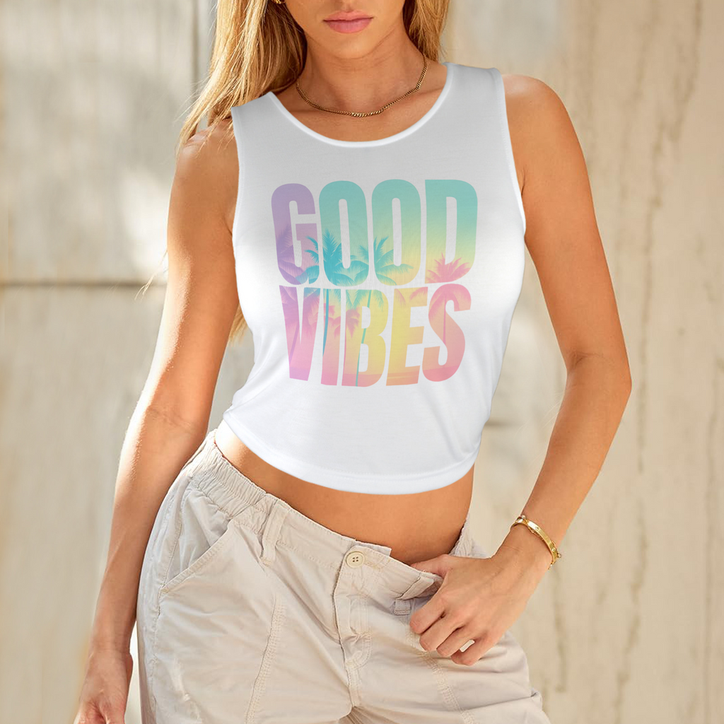 Summer Round Crop Tank - White 5