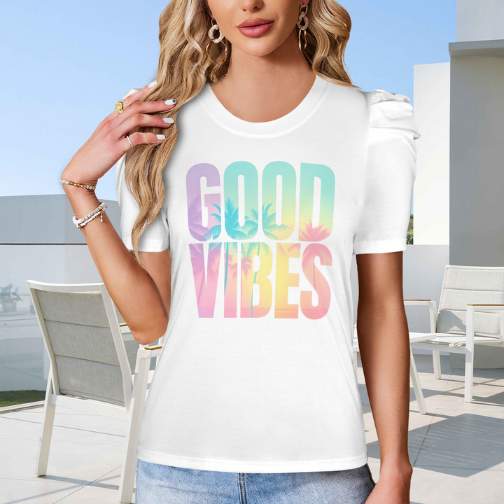 Summer Puff Sleeve T-Shirt - White 5
