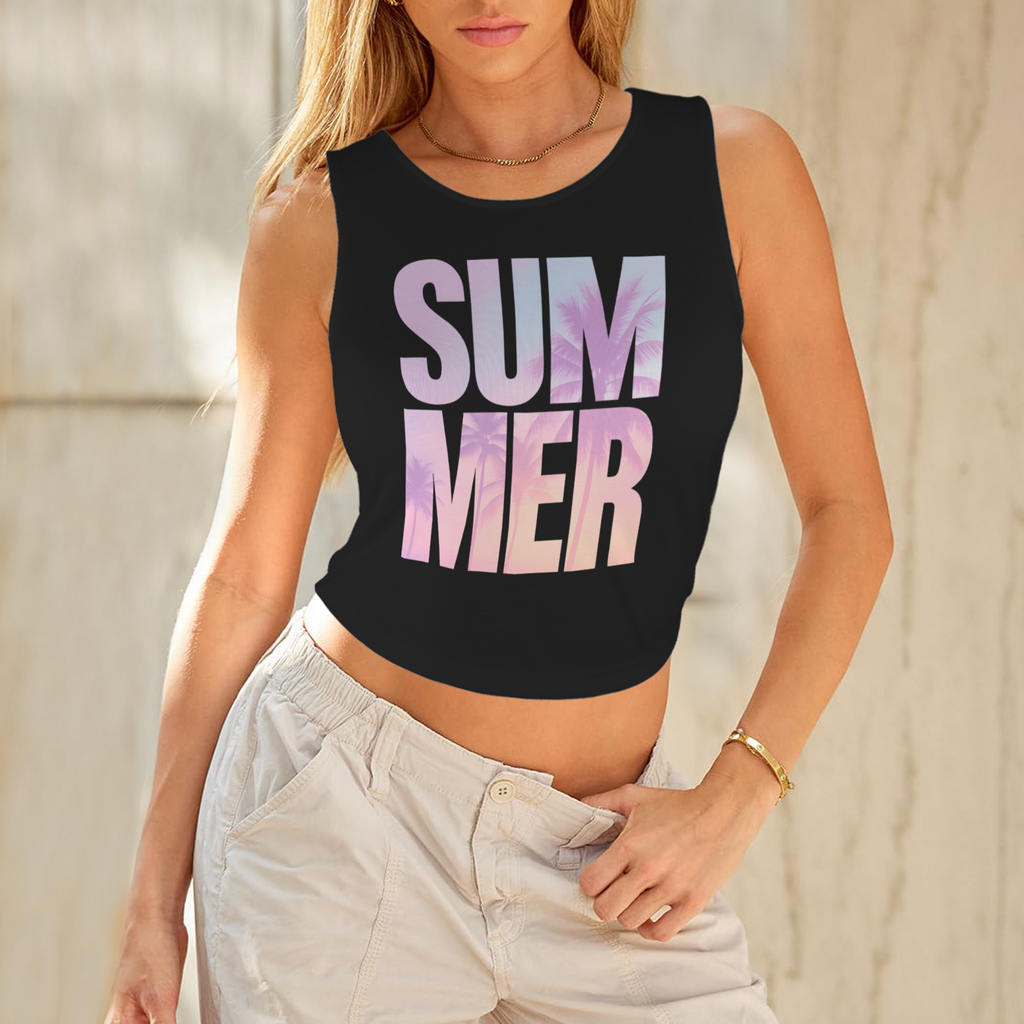 Summer Round Crop Tank - Black 2