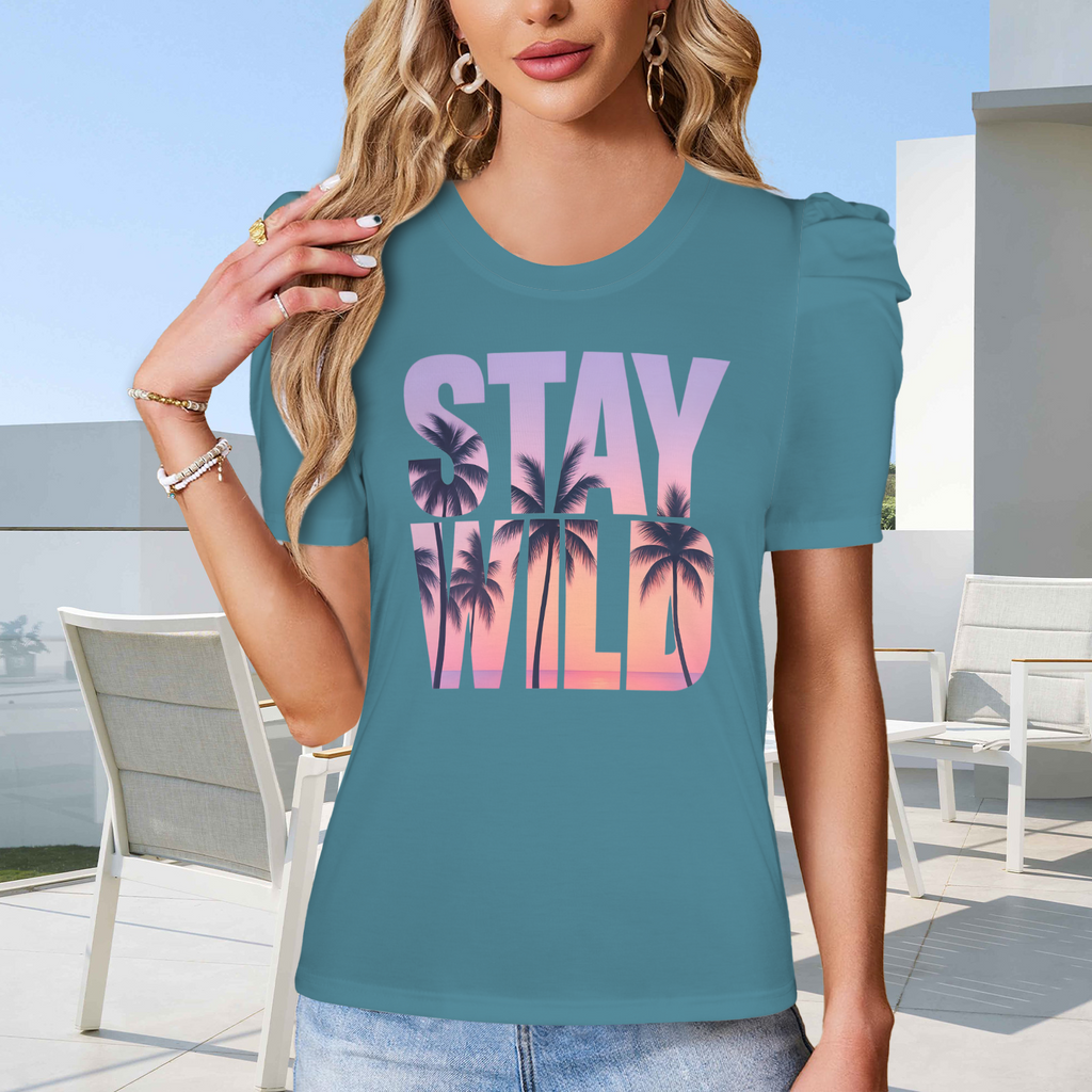 Summer Puff Sleeve T-Shirt - Teal 3
