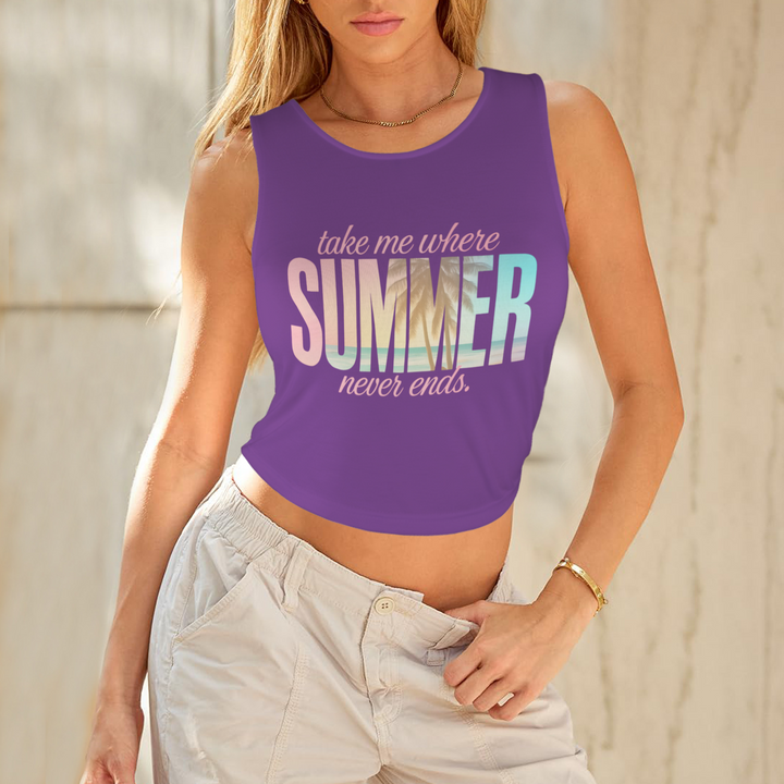 Summer Round Crop Tank - Dark Purple 1