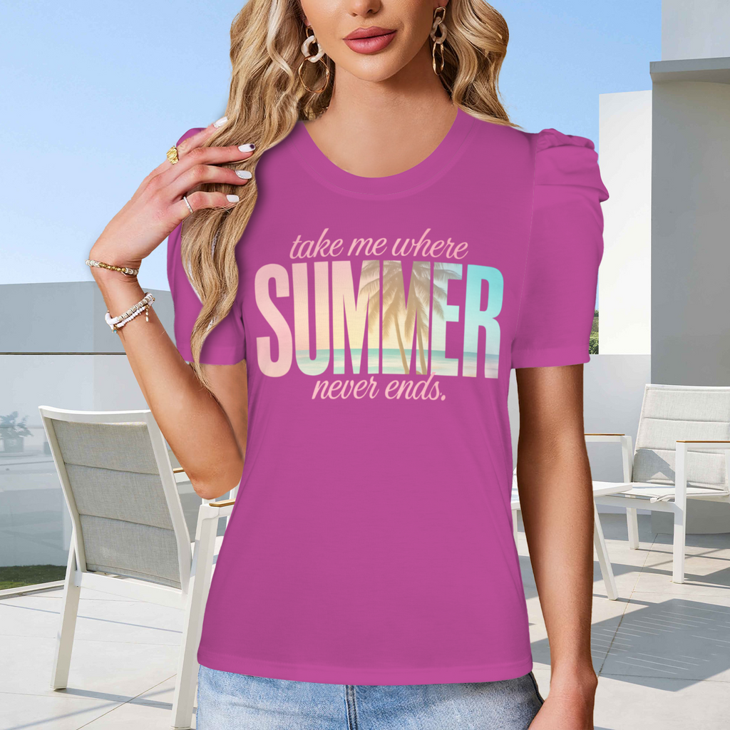 Summer Puff Sleeve T-Shirt - Rose 1