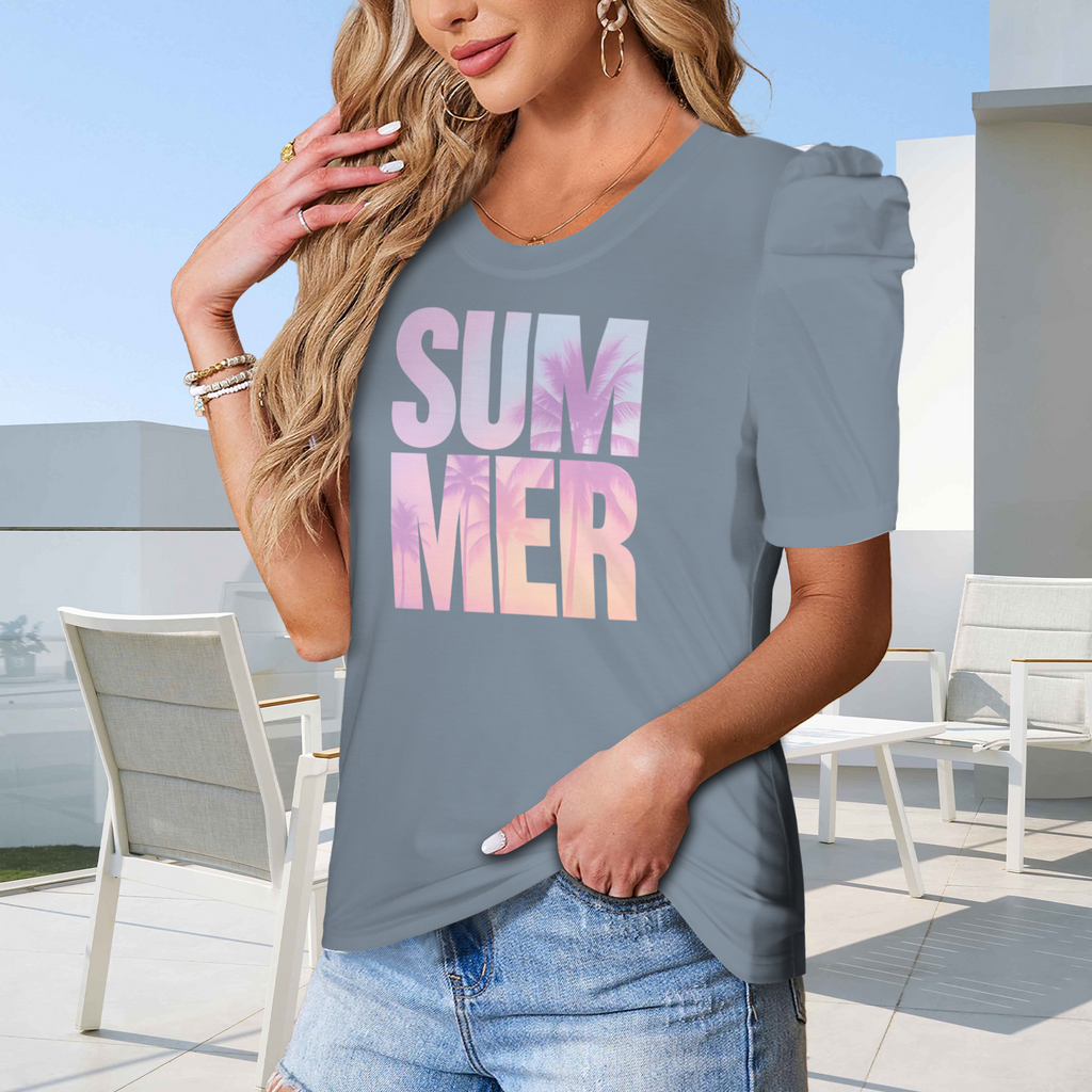 Summer Puff Sleeve T-Shirt - 2