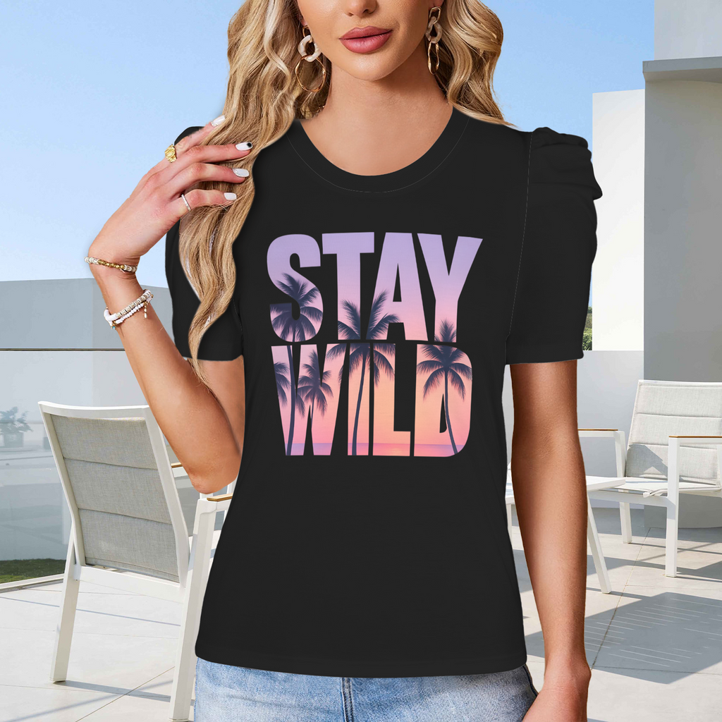 Summer Puff Sleeve T-Shirt - Black 3