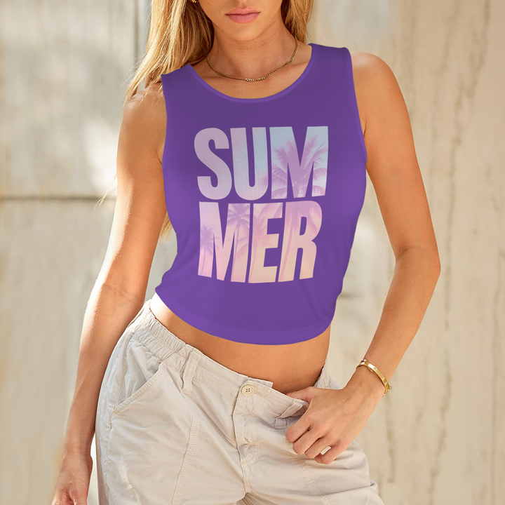 Summer Round Crop Tank - Purple 2