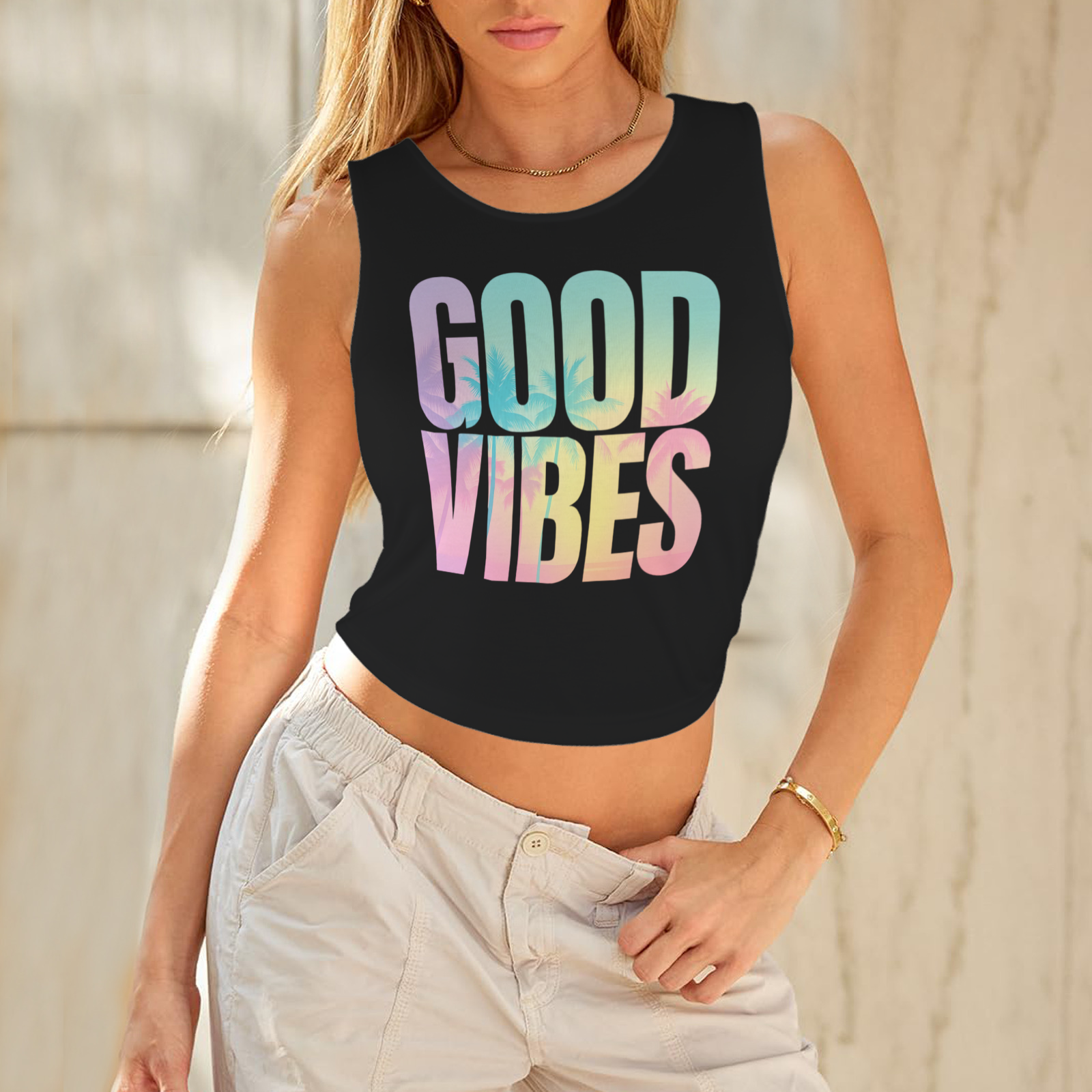 Summer Round Crop Tank - Black 5