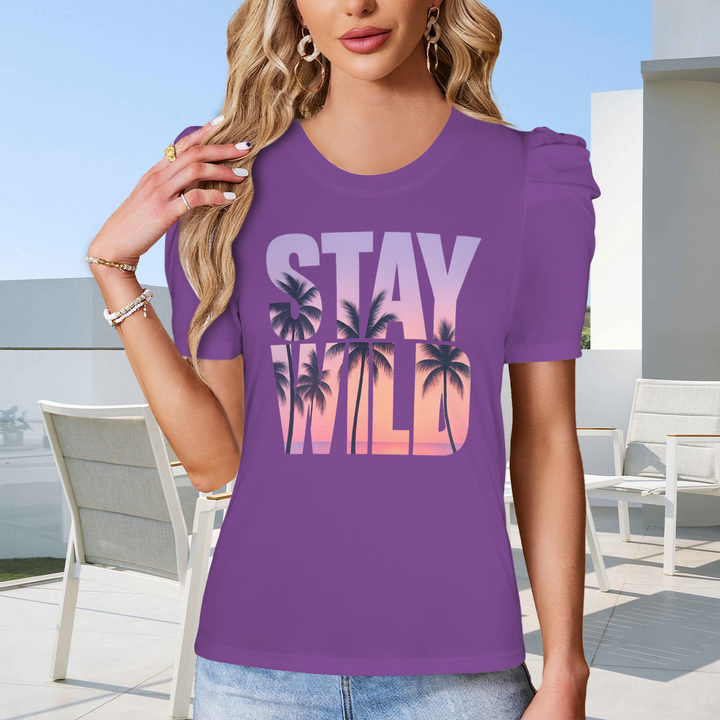 Summer Puff Sleeve T-Shirt - Dark Purple 3