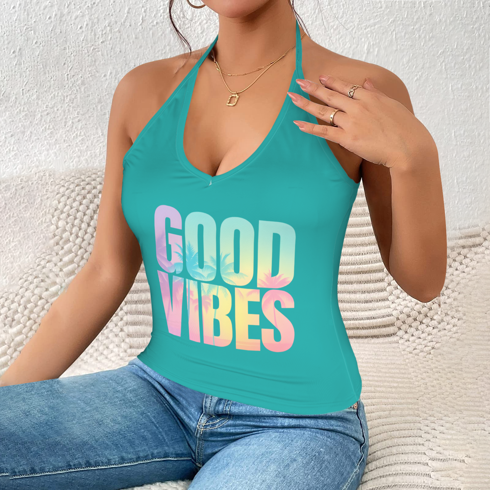 Summer Halter Cami Top - Sea Green 5