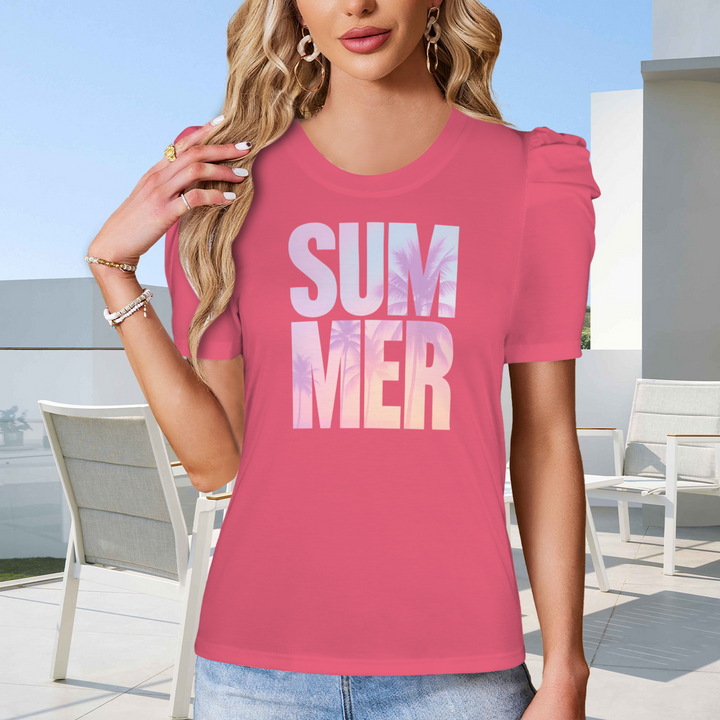 Summer Puff Sleeve T-Shirt - Rogue Red 2