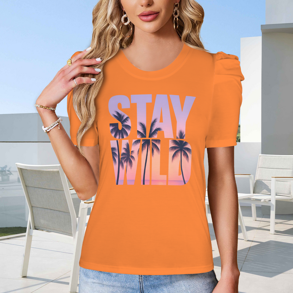 Summer Puff Sleeve T-Shirt - Orange 3