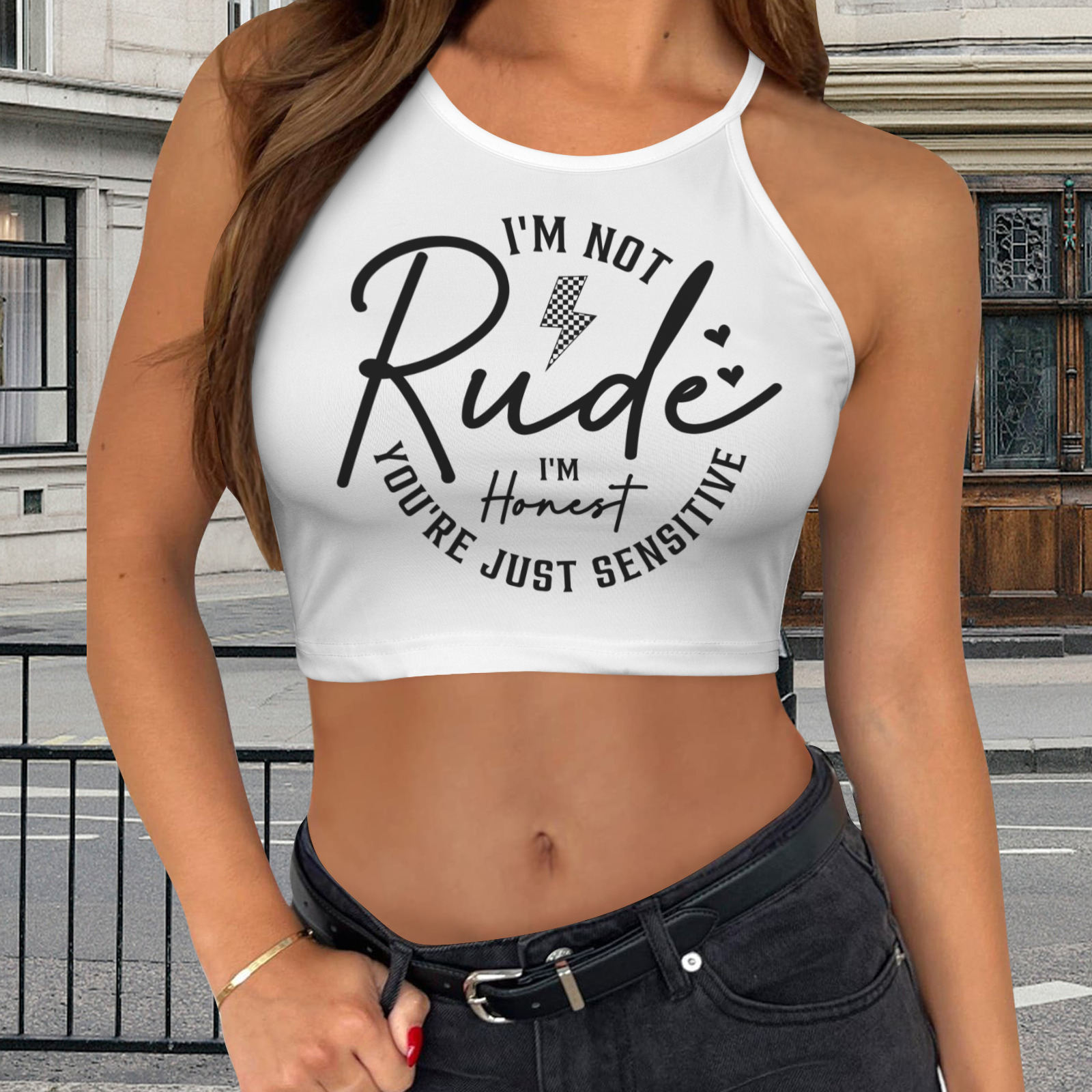 Not Rude Crop Top - White
