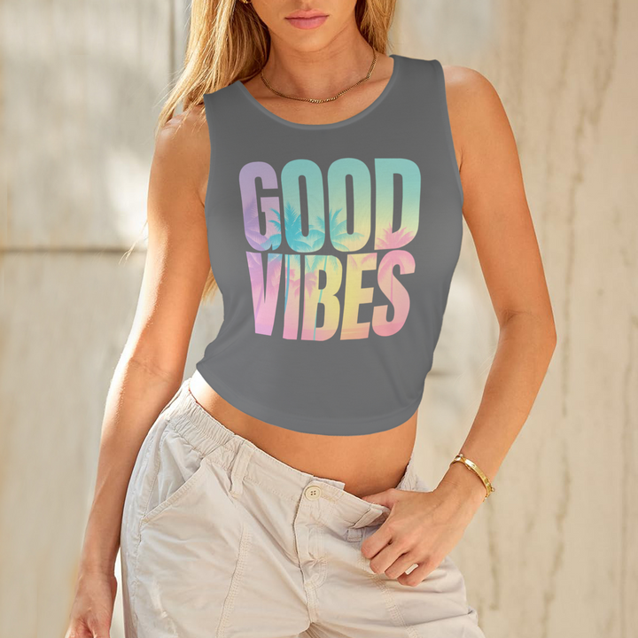 Summer Round Crop Tank - Gray 5