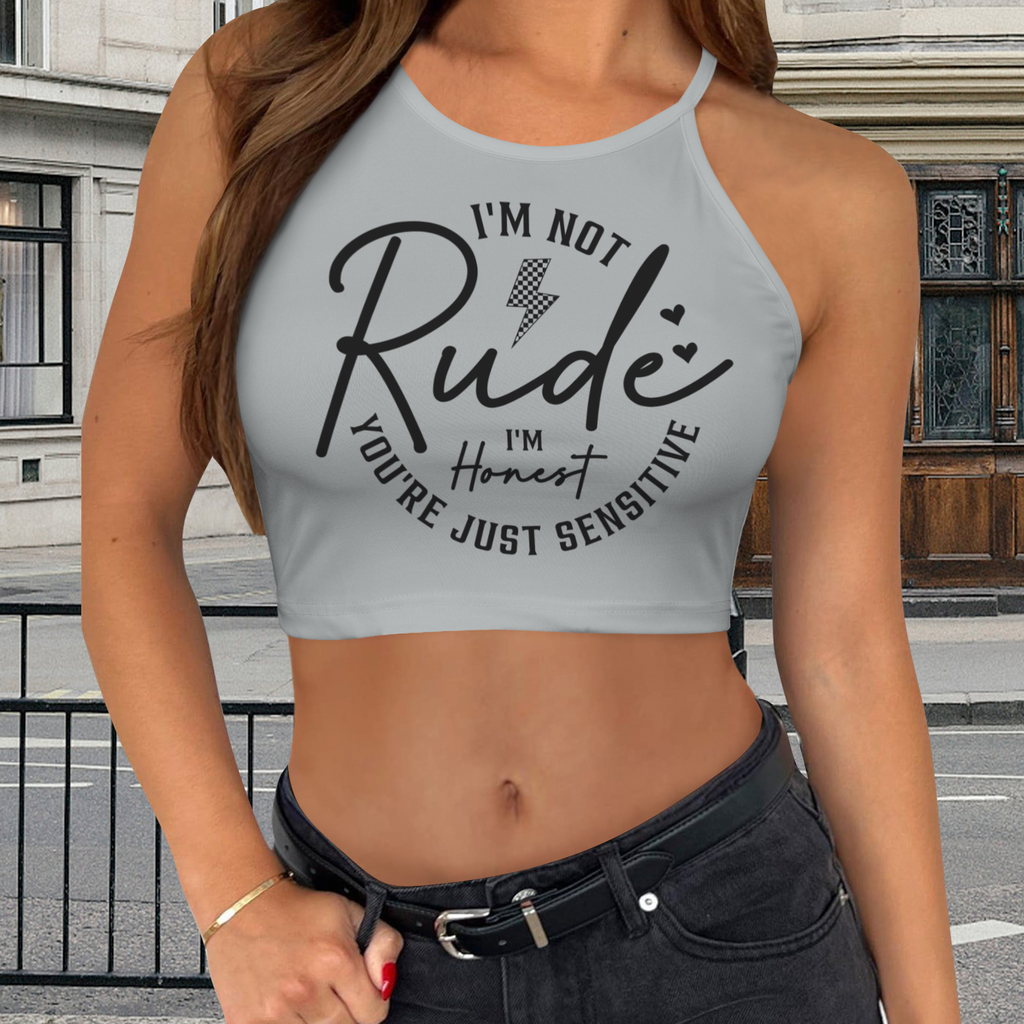 Not Rude Crop Top - Gray