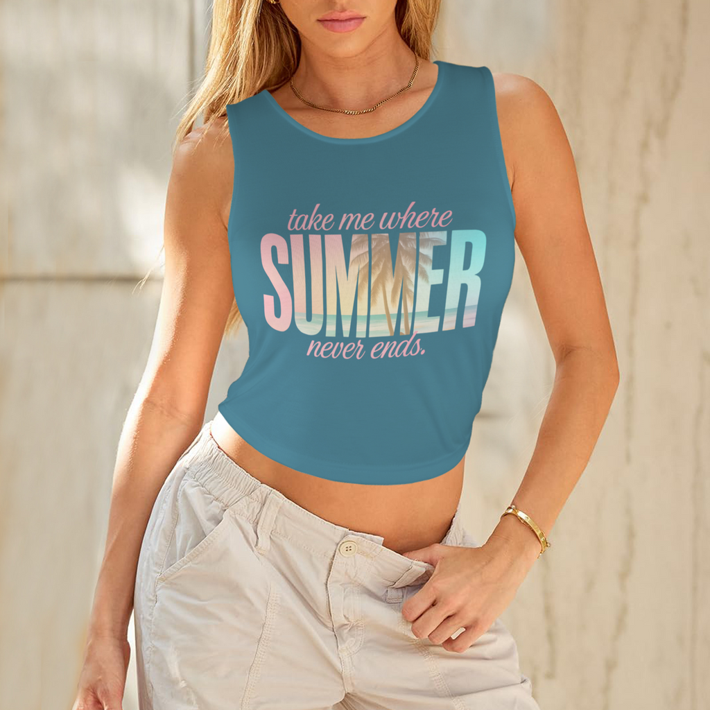 Summer Round Crop Tank - Teal 1