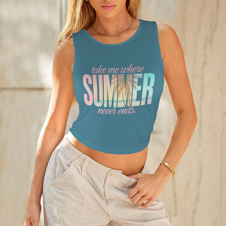 Summer Round Crop Tank - Teal 1