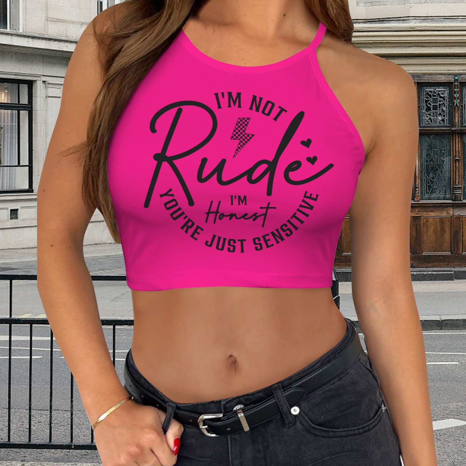 Not Rude Crop Top - Pink
