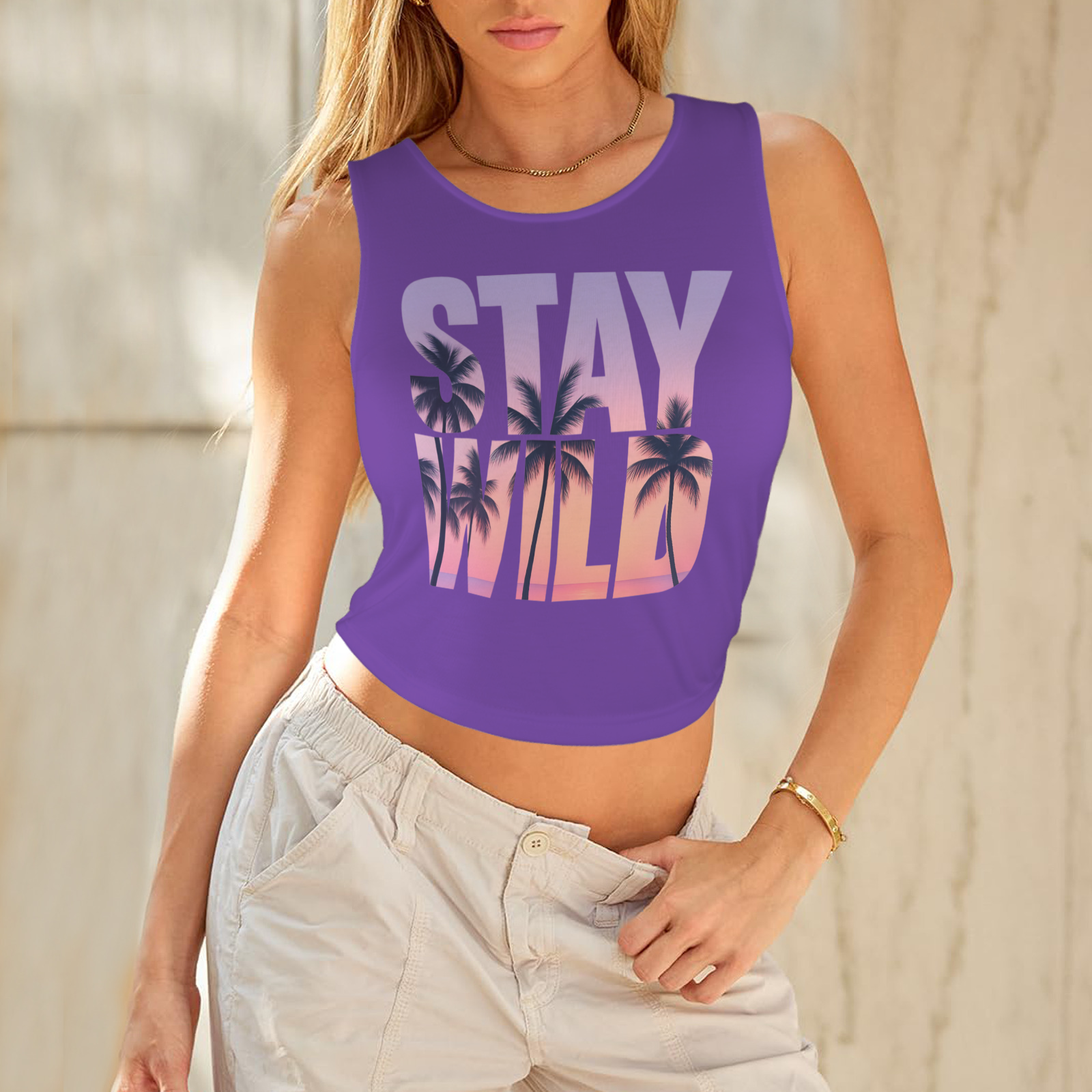 Summer Round Crop Tank - Purple 4