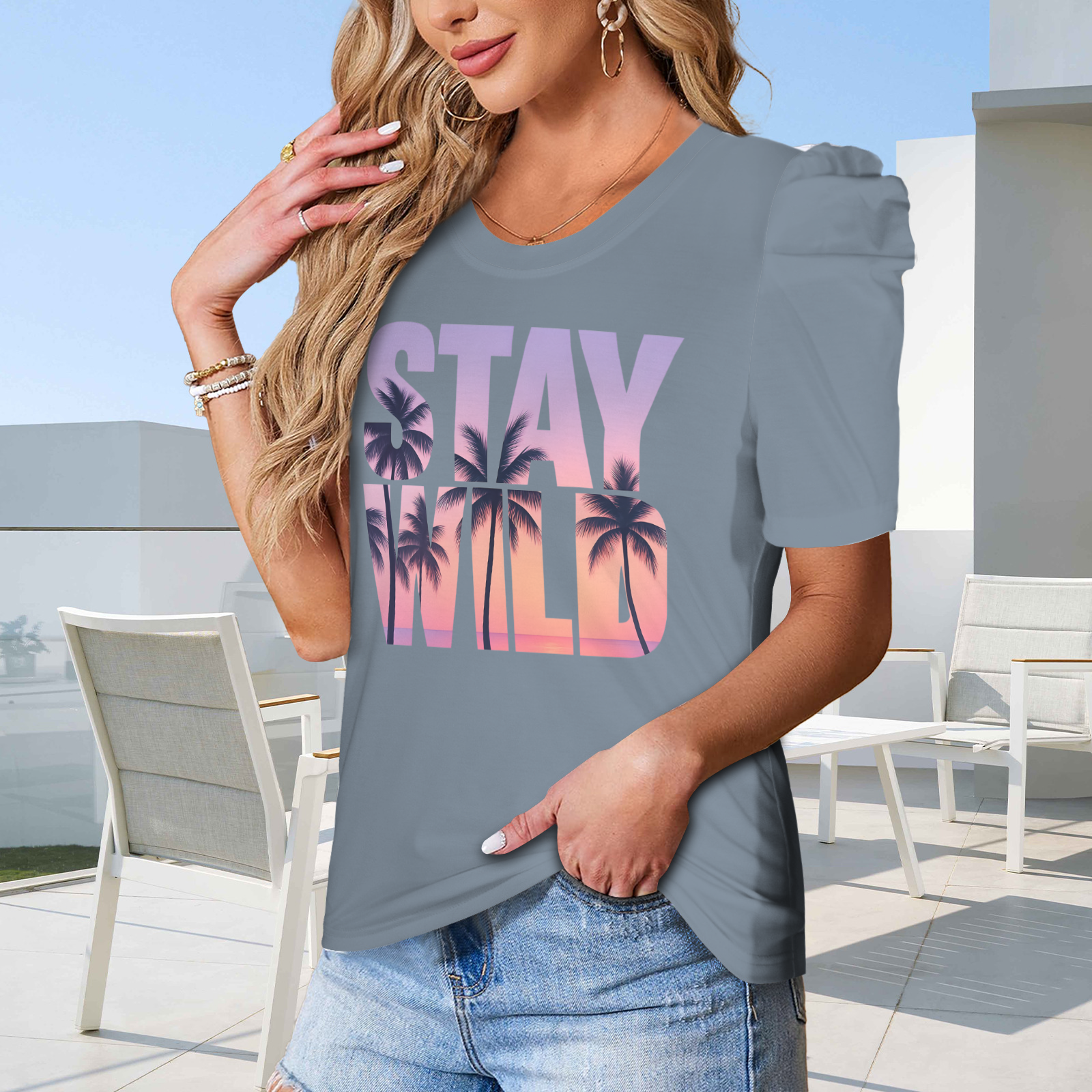 Summer Puff Sleeve T-Shirt - 3