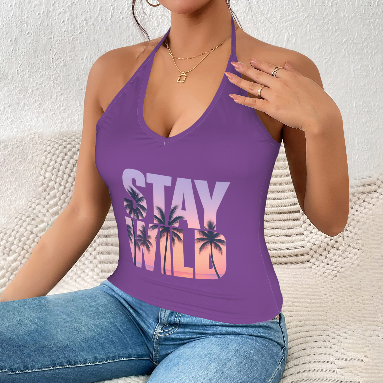 Summer Halter Cami Top - Dark Purple 4