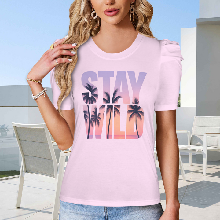 Summer Puff Sleeve T-Shirt - Light Pink 3