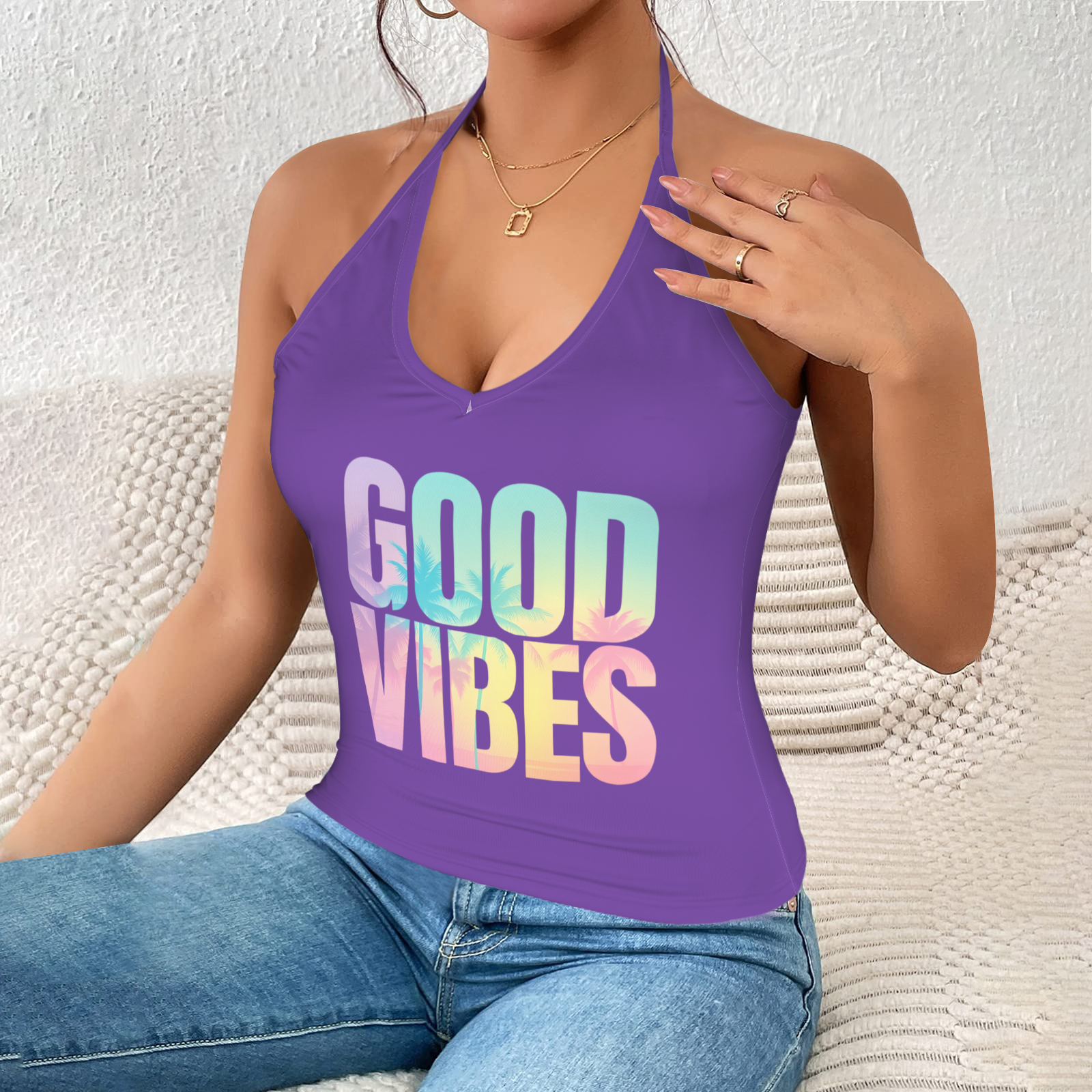 Summer Halter Cami Top - Purple 5