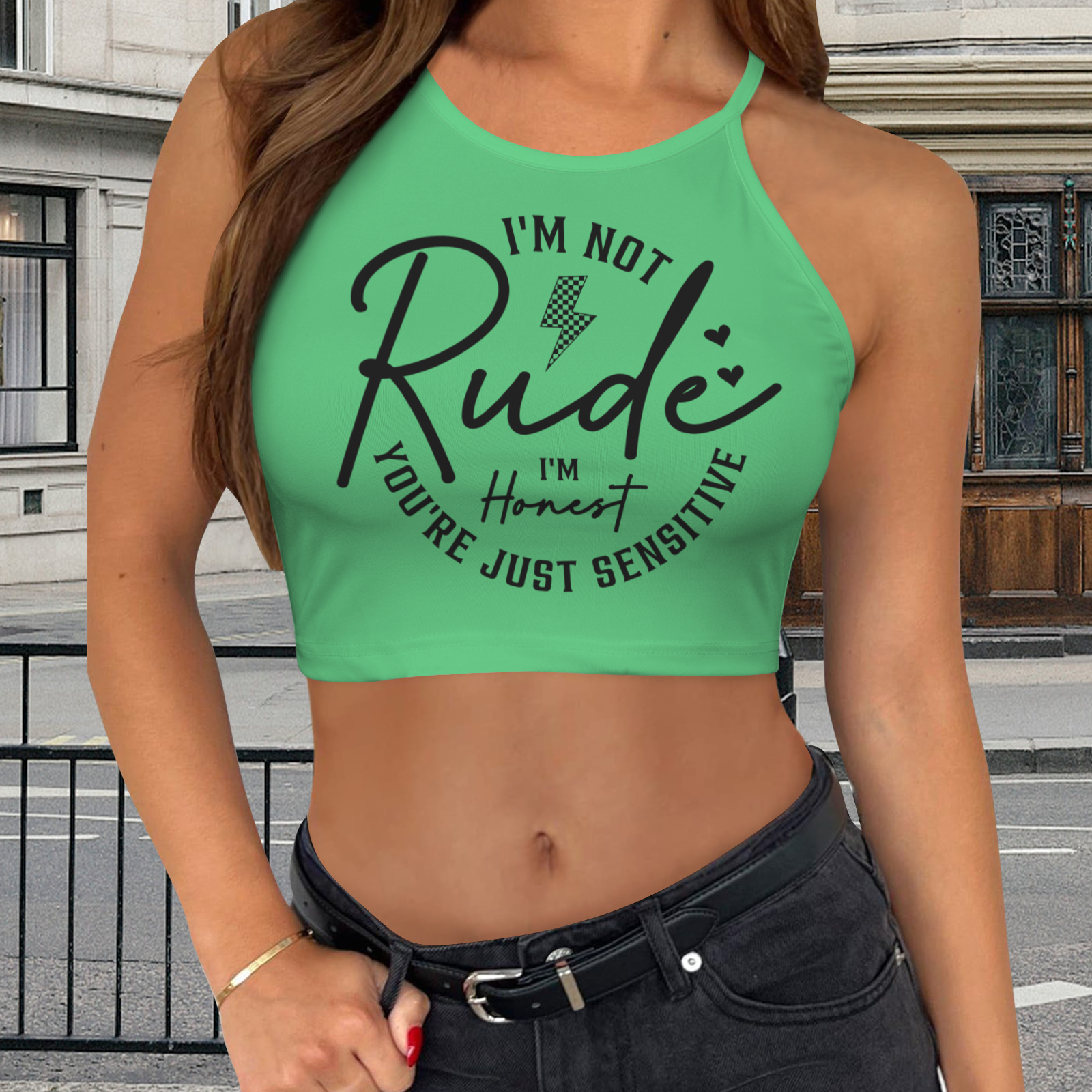 Not Rude Crop Top - Green