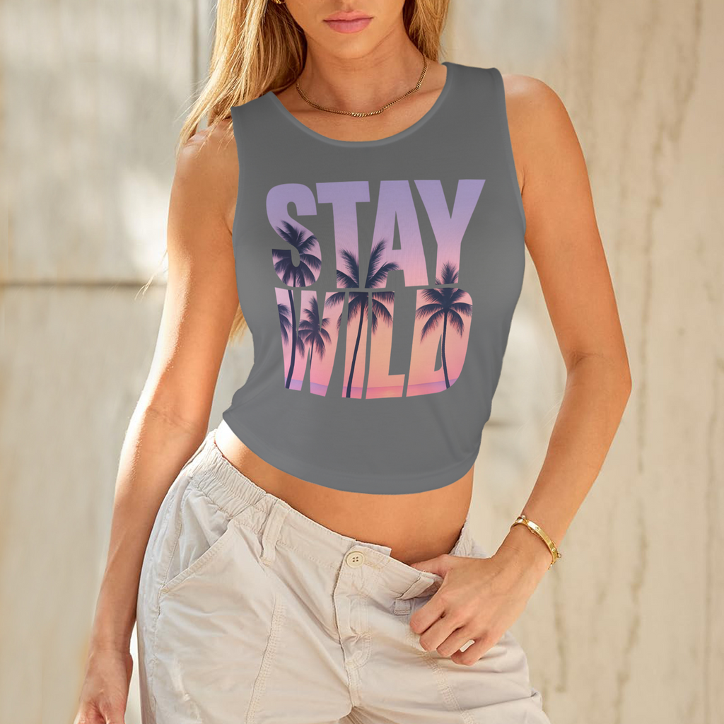 Summer Round Crop Tank - Gray 4
