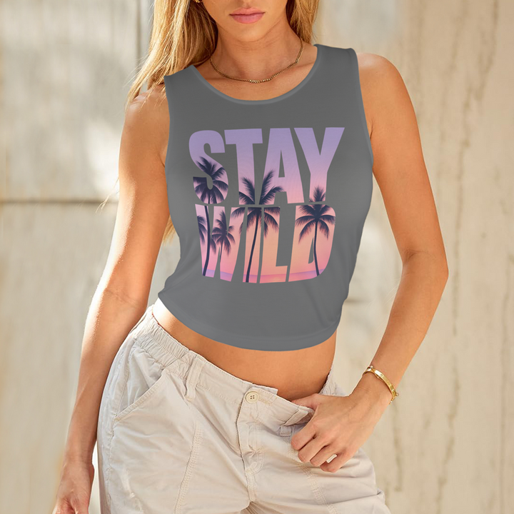Summer Round Crop Tank - Gray 4