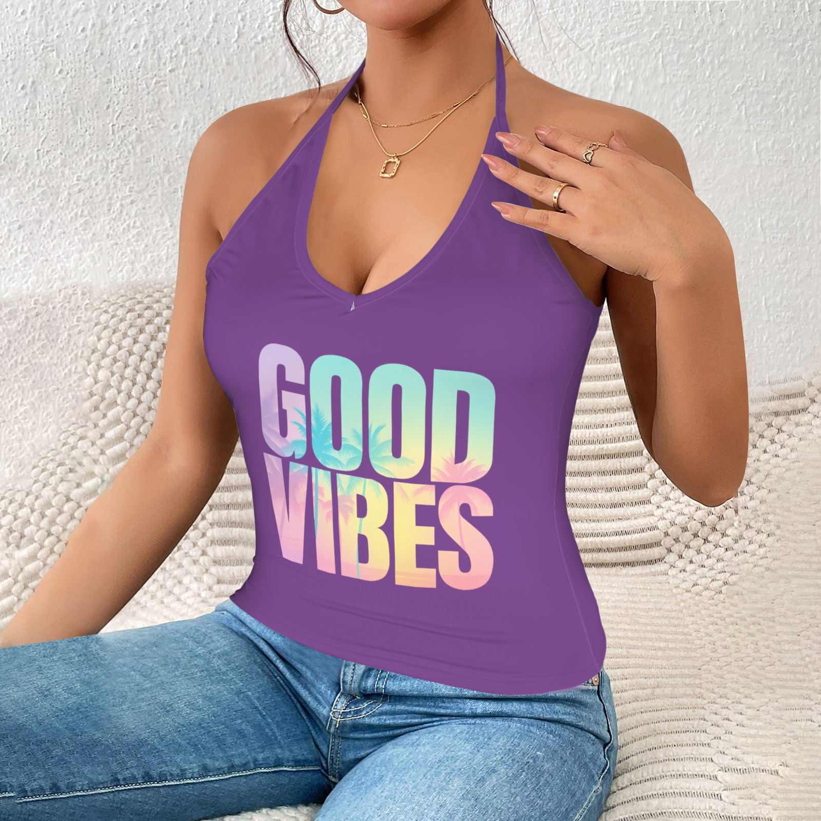 Summer Halter Cami Top - Dark Purple 5