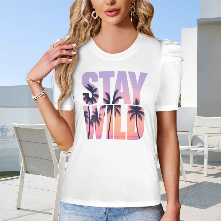 Summer Puff Sleeve T-Shirt - White 3