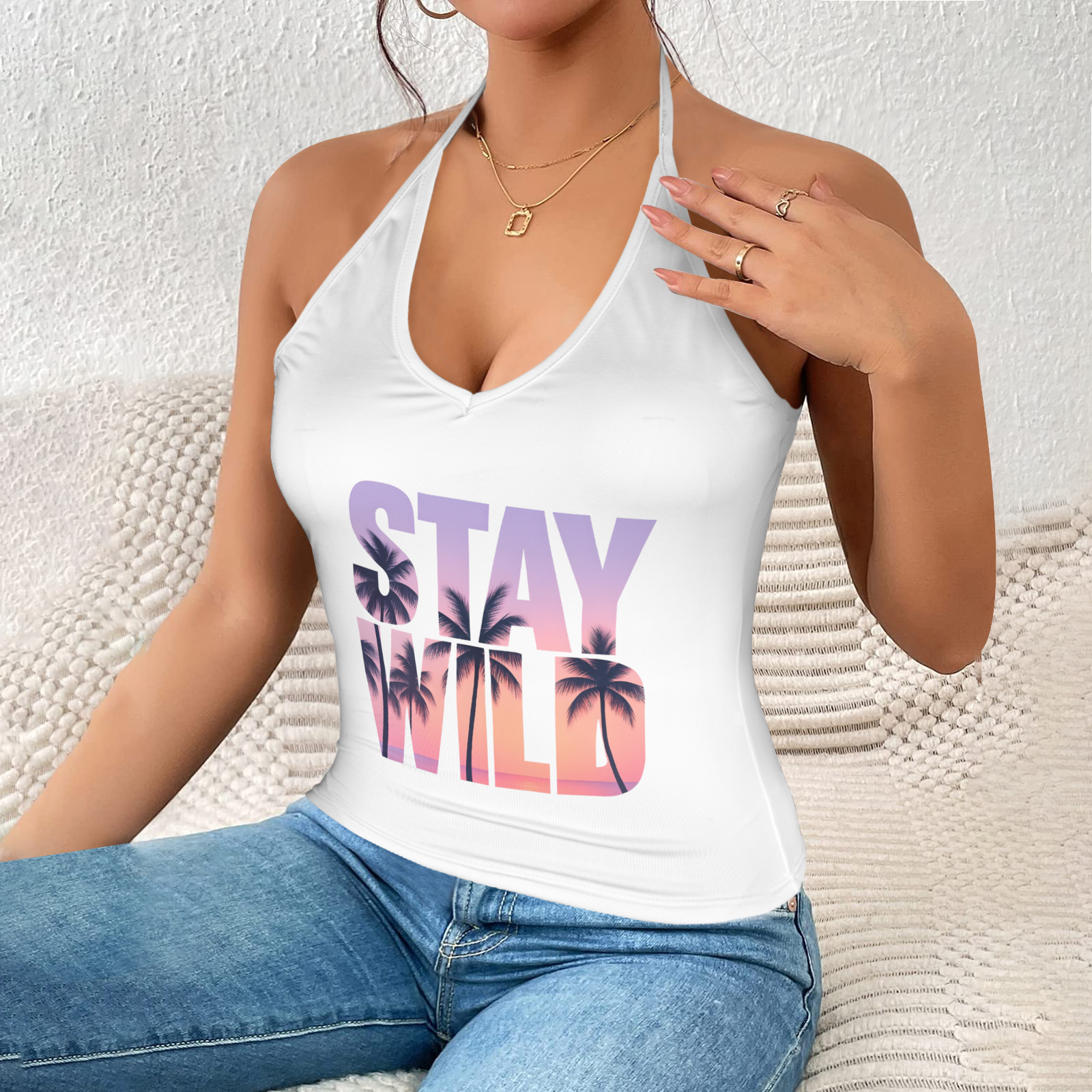 Summer Halter Cami Top - White 4