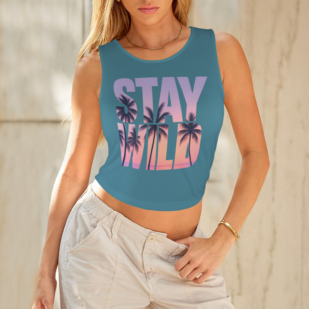 Summer Round Crop Tank - Teal 4