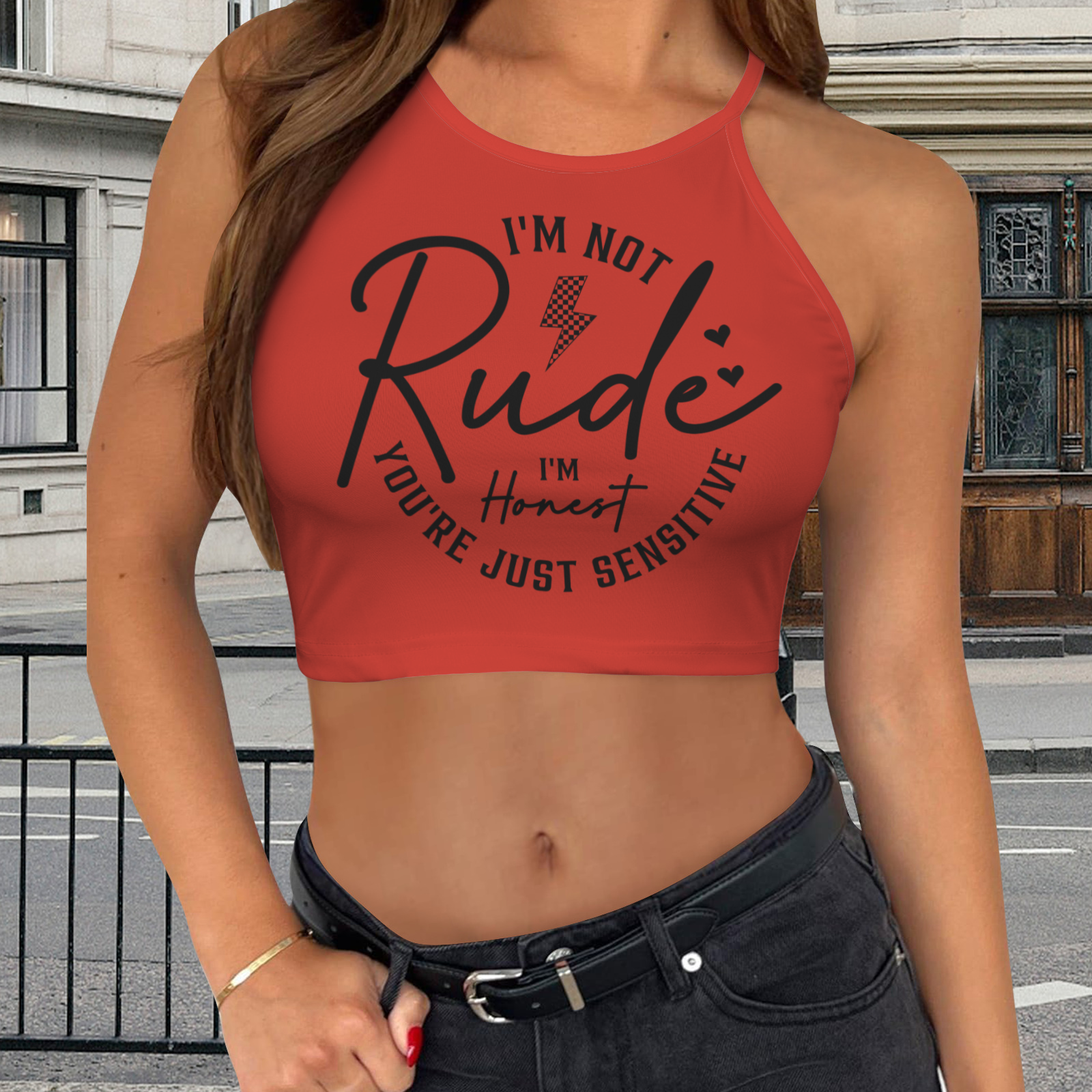 Not Rude Crop Top - Red