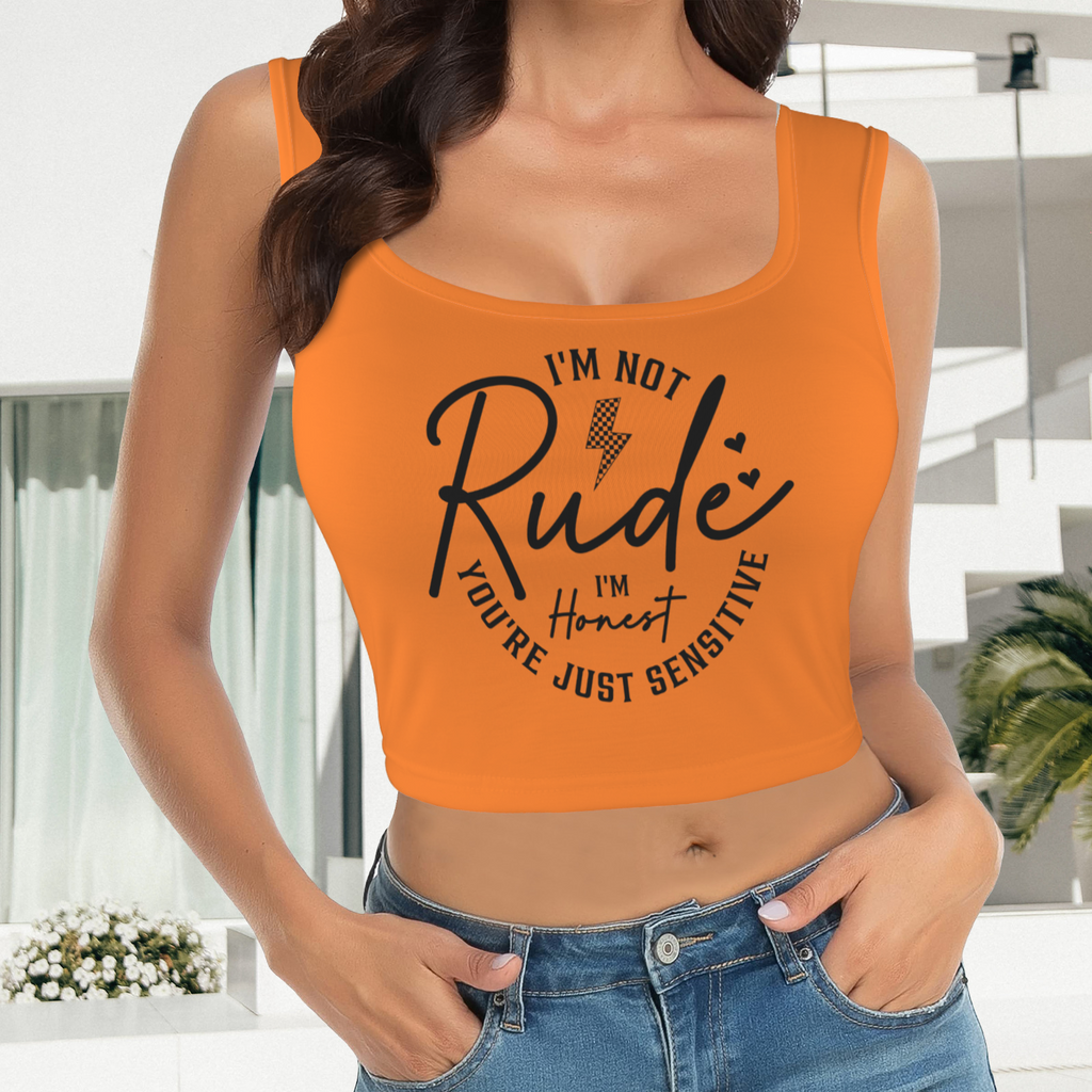 Not Rude Crop Tank - Orange